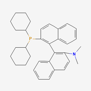 2D molecular structure of (+)-2-(Dicyclohexylphosphino)-2'-(dimethylamino)-1,1'-binaphthyl, CAS 255882-15-6