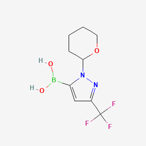 2D molecular structure of (1-(Tetrahydro-2H-pyran-2-yl)-3-(trifluoromethyl)-1H-pyrazol-5-yl)boronic acid, CAS 1141878-45-6