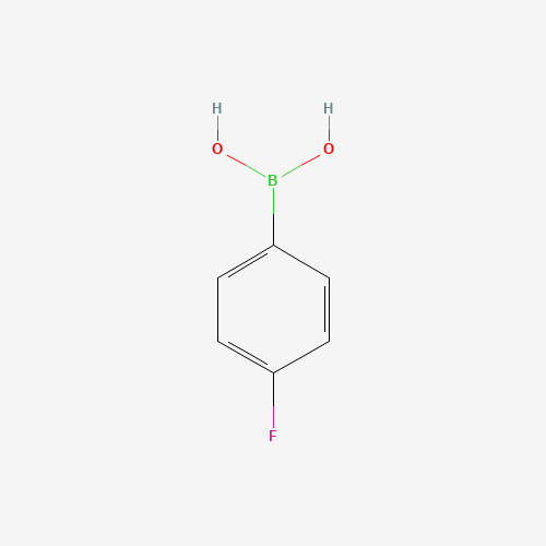 2D molecular structure of 4-Fluorophenylboronic Acid, CAS 1765-93-1