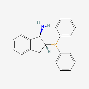 2D molecular structure of (1R,2R)-2-(Diphenylphosphino)-2,3-dihydro-1H-inden-1-amine, CAS 1091606-70-0