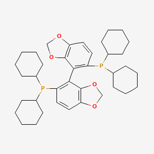 2D molecular structure of (+)-5,5'-Bis(dicyclohexylphosphino)-4,4'-bibenzo[d][1,3]dioxole, CAS 210169-52-1