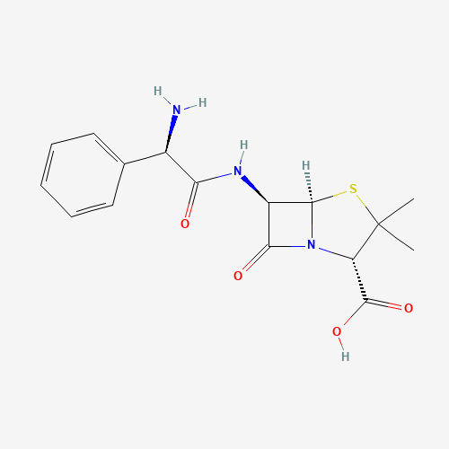 2D molecular structure of Ampicillin, CAS 69-53-4