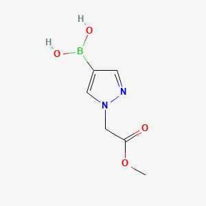 2D molecular structure of (1-(2-Methoxy-2-oxoethyl)-1H-pyrazol-4-yl)boronic acid, CAS 1146614-50-7