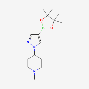 2D molecular structure of (1-(1-Methylpiperidin-4-yl)-1H-pyrazol-4-yl)boronic acid pinacol ester, CAS 1323919-64-7