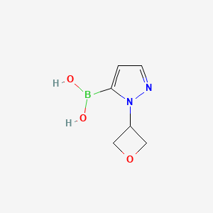 2D molecular structure of (1-(Oxetan-3-yl)-1H-pyrazol-5-yl)boronic acid, CAS 2304635-25-2